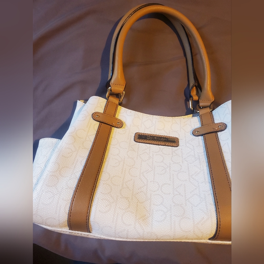 Cream and brown Calvin klein purse